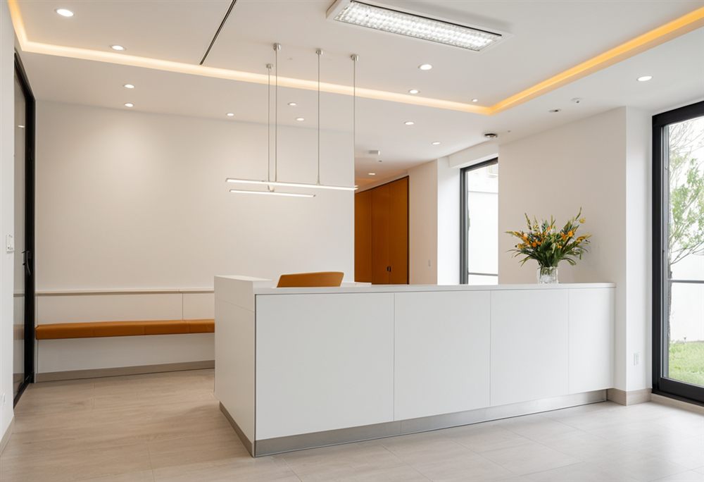 Sala de espera de consultorio, estilo de la sesión fotográfica incluida